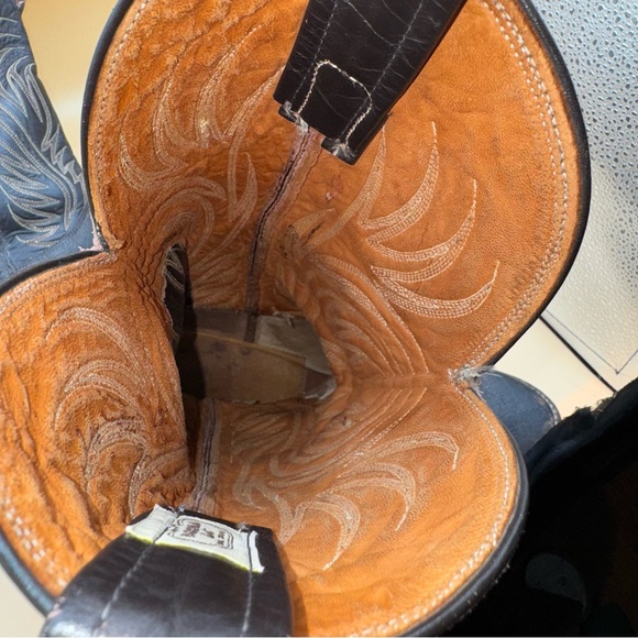 Vintage Nocona Black Leather Cowboy Boots, Preowned, Men’s 9.5 B, GUC - Picture 12 of 16